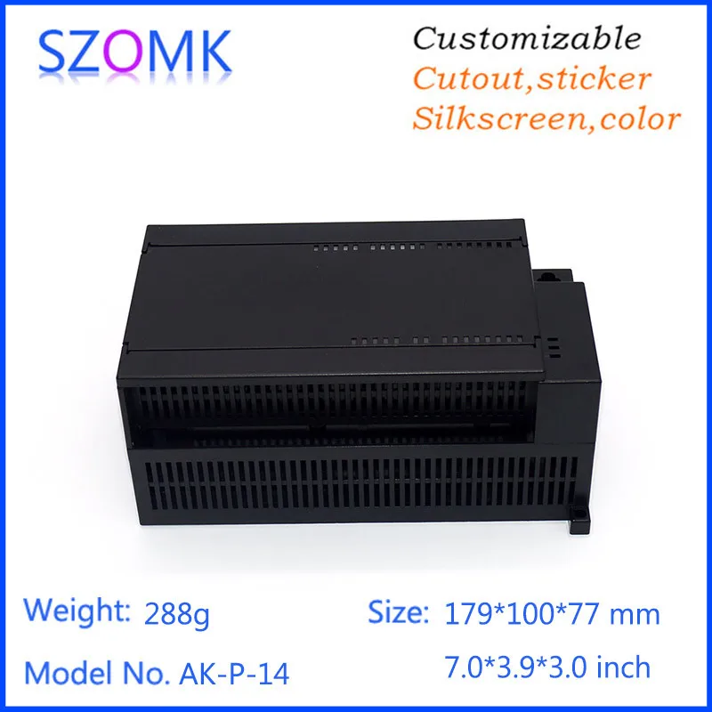 ABS Material black plastic din rail instrument enclosure plc junction box (1Pcs) 179*100*77mm plastic electrical box project box