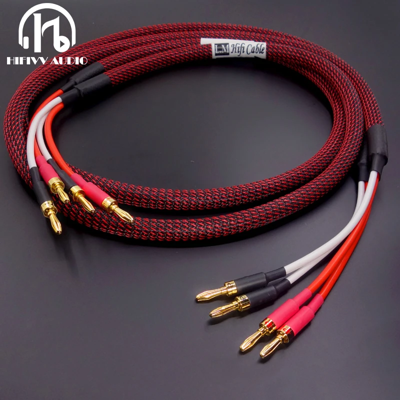 HiFi speaker cable with OFC copper For Hiend Audio amplifier Horn wire cable Banana plug socket plug