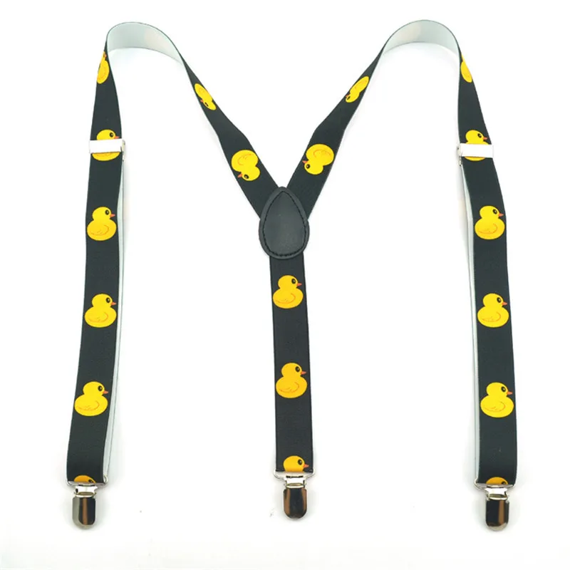 ตลอดทั้งปีผู้หญิงผู้ชาย Unisex เสื้อ Suspenders สําหรับกางเกงแฟชั่น "การ์ตูนเป็ดสีเหลือง" กางเกงผู้ถือ Braces งานแต่งงานสายรัด