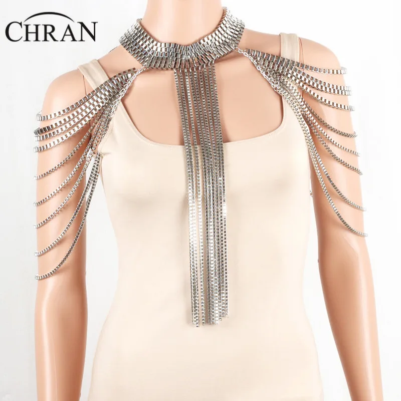 Chran 2 Color Women Exaggerated Beach Bikini Full Bra Chain Shoulder Necklace Tassel Jewelry Wholesale