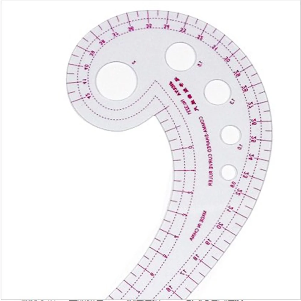Affordable 11.8" Long Comma Shaped Plastic Transparent Curve Ruler