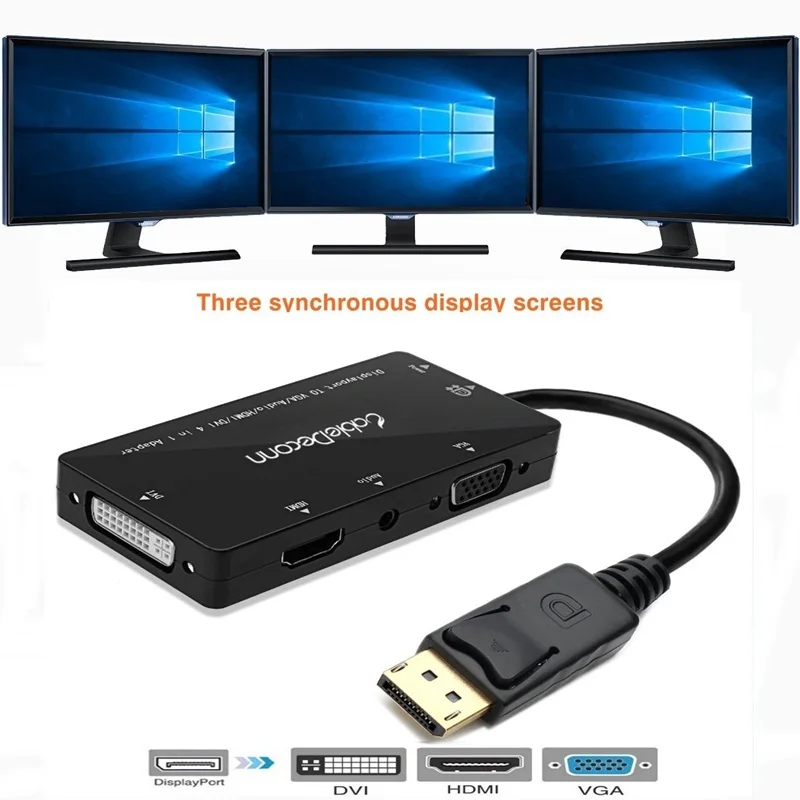 Multi-Function Displayport to Hdmi/Dvi/Vga Adapter Cable &Audio Converter Supports 3 Monitors At the Same Time