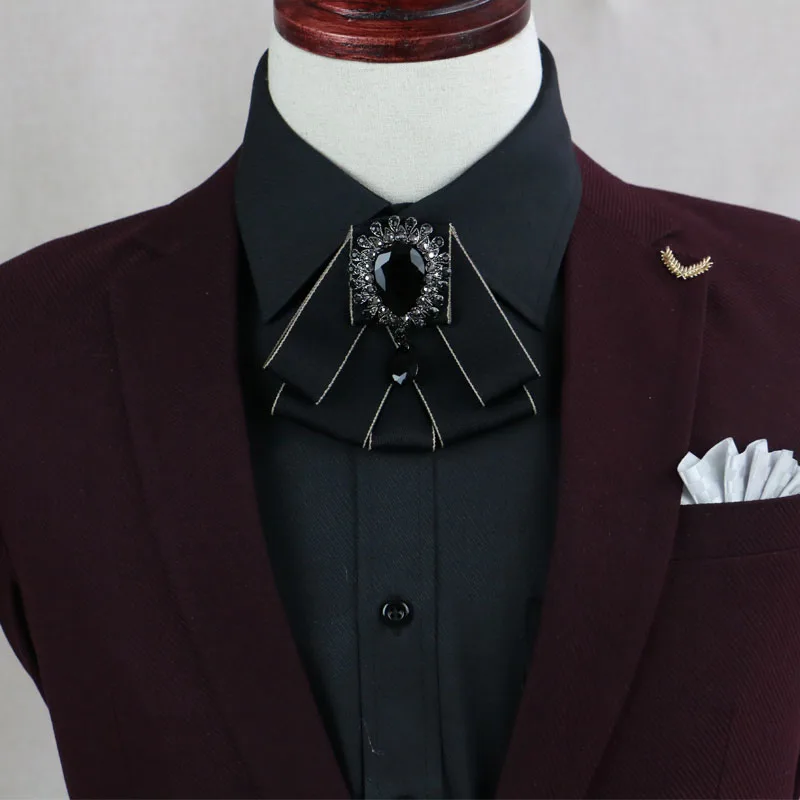 New Free Shipping fashion 2016 male MEN'S Diamond wedding groom Groomsmentie Korean Metrosexual bow British collar Headdress