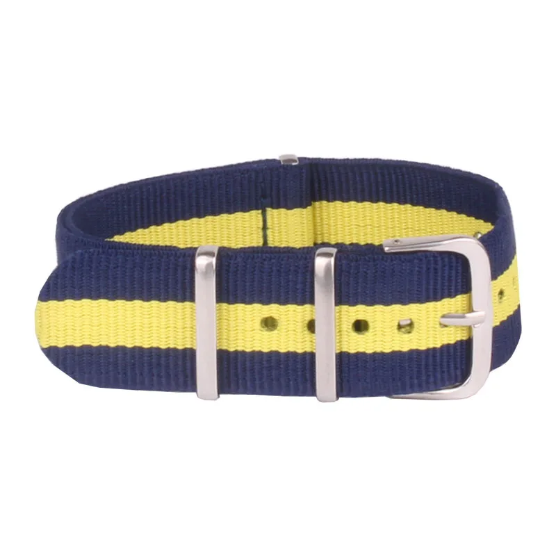 Fashion 20 mm Watchbands Men Women Army Navy yellow Fiber Woven Nylon Watch Straps Wristwatch Band Buckle 20mm watches belt