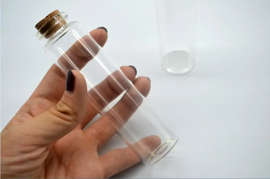 50pcs/lot 30*110*17mmTransparent 55ml glass vial Bottle Cork Oil perfume Wishing storage bottle glass jars sample container