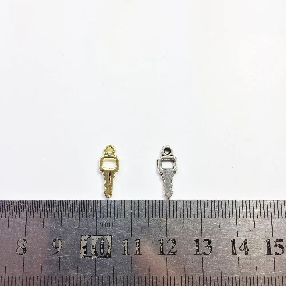 Eruifa 20 sztuk 12*6mm Mini kluczyk charms wisiorek biżuteria ze stopu cynku DIY ręcznie robione 2 kolory — zdjęcie 6