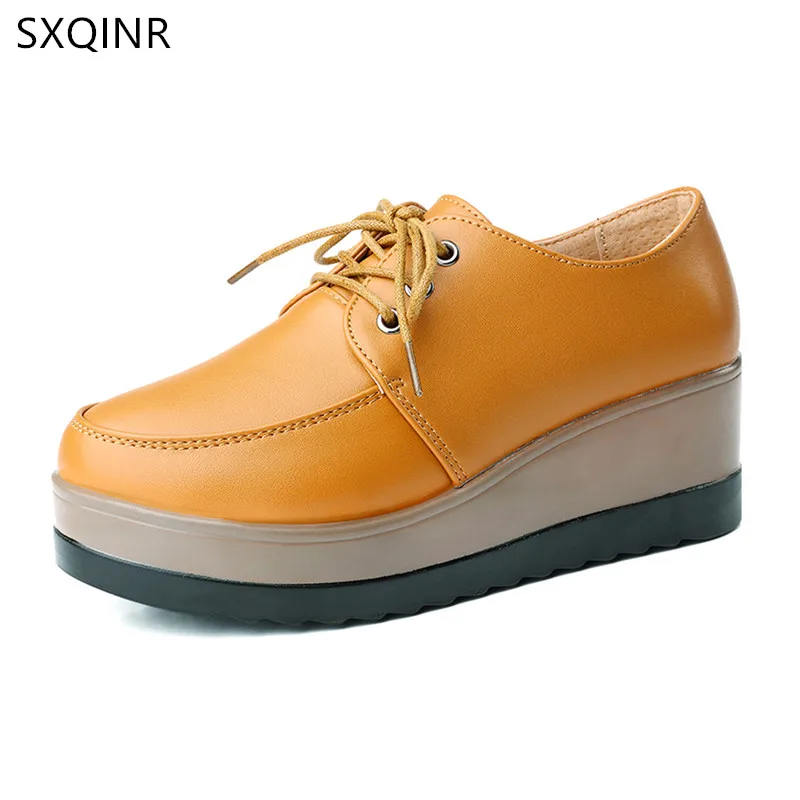 High Heel Women Shoes Women Genuine Leather Casual Shoes Breathable Fashion Waterproof Wedges Platform Shoes Women Sneaker