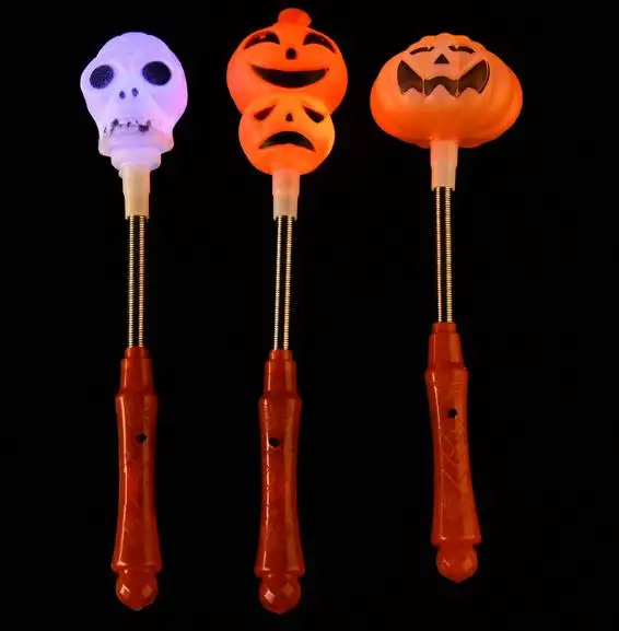 LED Pumpkin Shake Stick Halloween Flash Decor Light Up Ghost witch Magic Wands Glow Sticks Party Favor Prize fancy dress props