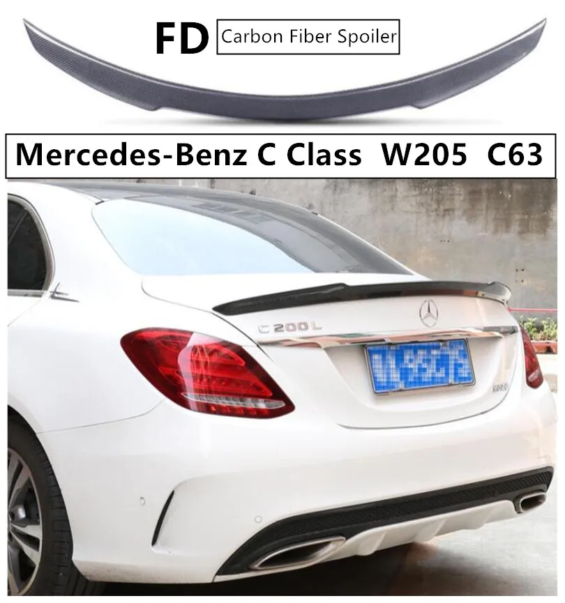 

Высококачественный спойлер из углеродного волокна для Mercedes-Benz C класса W205 C63 2015 2016 2017 2018 2019, рыхлители заднего крыла, аксессуары