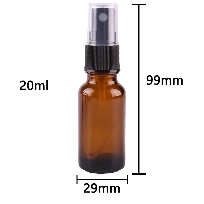 12pcs 20ml Amber Glass Spray Bottle w/ Black Fine Mist Sprayer essential oil bottles empty cosmetic containers