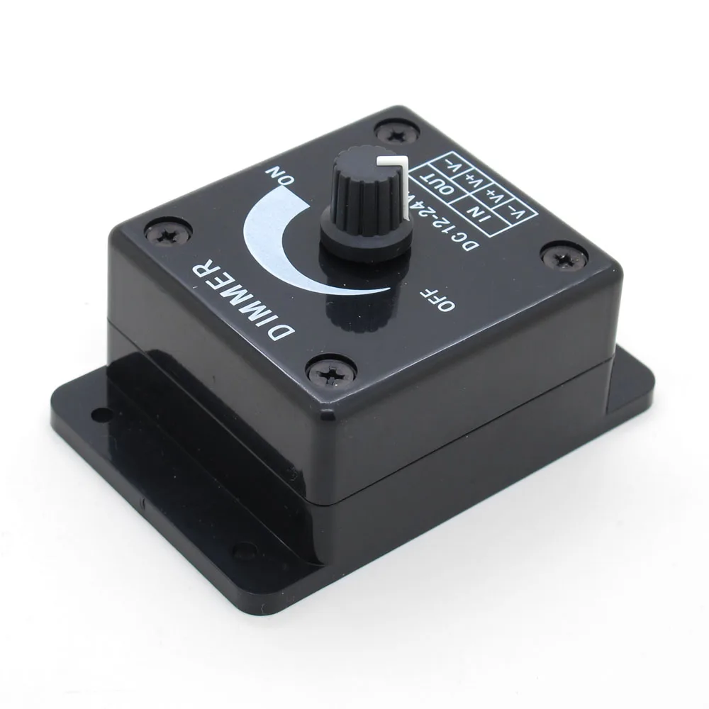 Black LED Dimmer Switch DC 12V 24V 8A Adjustable Brightness Lamp Bulb Strip Driver Single Color Light Power Supply Controller