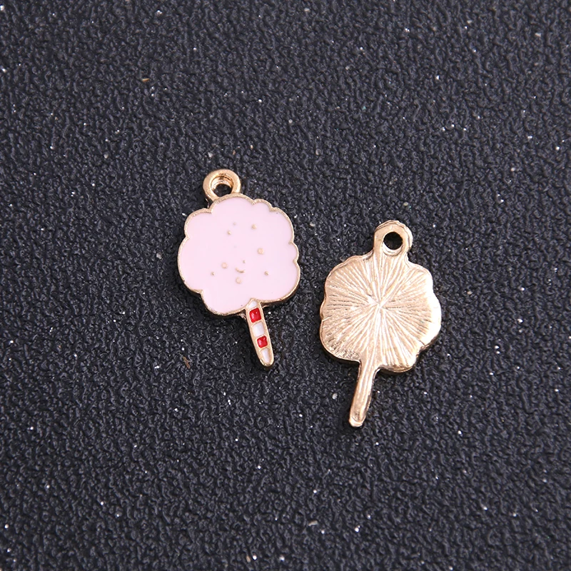 6pcs 14*25mm Light Pink Alloy Metal Drop Oil Spun Sugar Charms Pendant For DIY Bracelet Necklace Jewelry Making