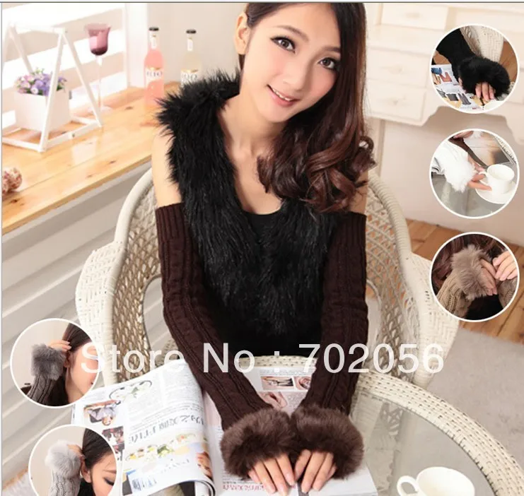 

NEW ARRIVAL winter Knitted Fingerless long Gloves Arm Warmers 23pairs/lot mixed colors #3430