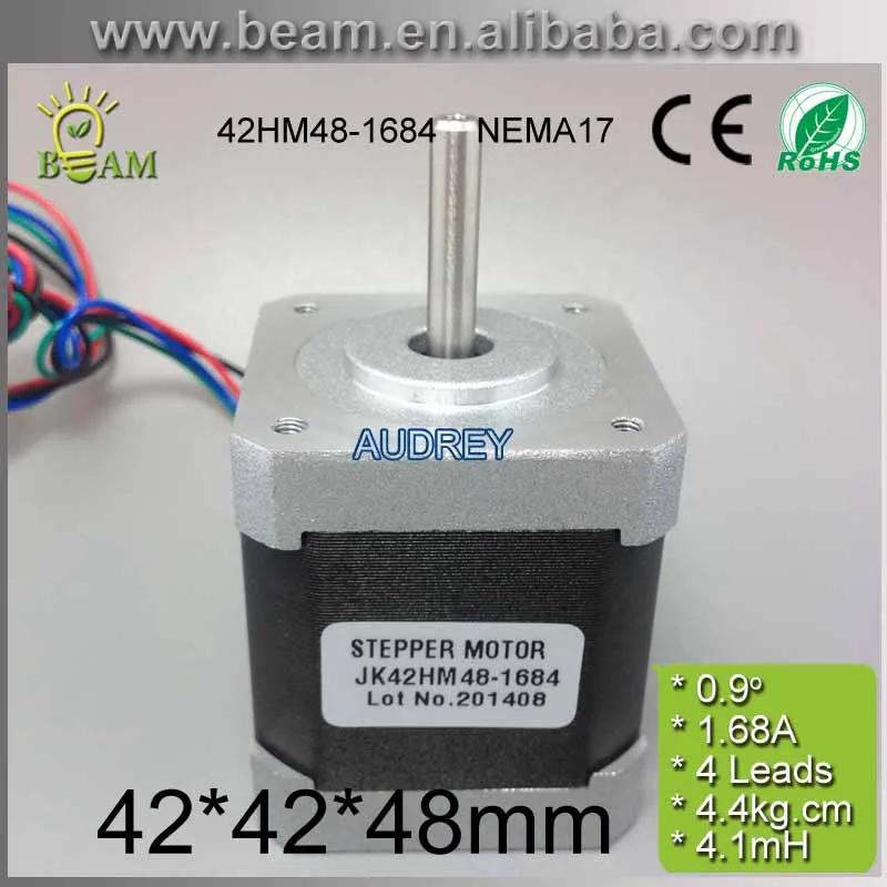 

CE ROHS 4pcs 42HM48-1684 0.9 degree 42mm 2phase hybrid stepper motor NEMA17 bipolar step motor Single shaft 1.68A Free shipping