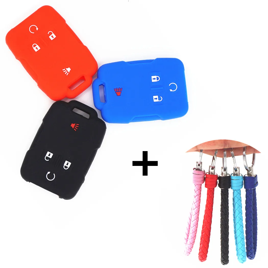 WFMJ Silicone Smart Remote Car Key Chain Cover Case for 2014 2015 2016 Chevrolet GMC Sierra Colorado Silverado 1500 2500 3500