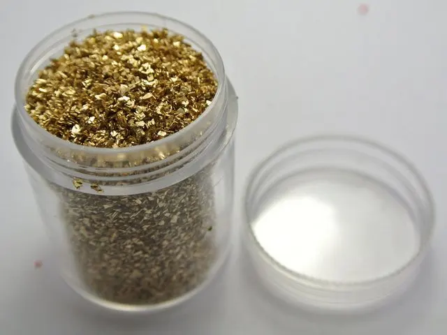 45 Gram Gold Glass Crushed Chips Irregular Shape Nail Art Tips + Storage Box