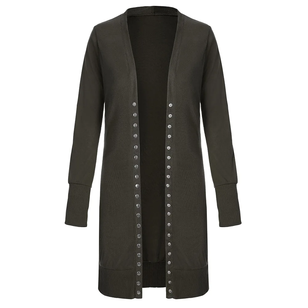 Nuovo della Molla di Modo di Autunno A Maniche Lunghe Tasca Lavorato A Maglia Cardigan Donna Solid Lungo Femminile Cardigan XZ361