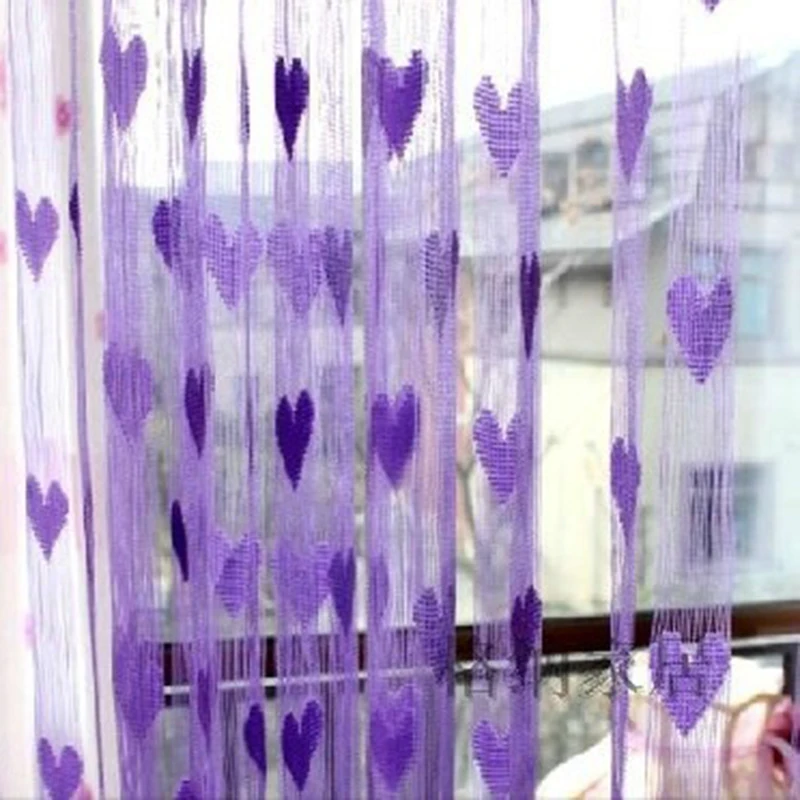 New Style 100x200cm Heart Pattern Curtain for Living Room Bedroom Door Window Valances Scarf Wedding DIY Home Decoration