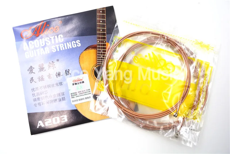 Alice A203-SL Acoustic Guitar Strings Phosphor Bronze Color Alloy Wound Strings 1st-6th Strings Free Shipping Wholesales