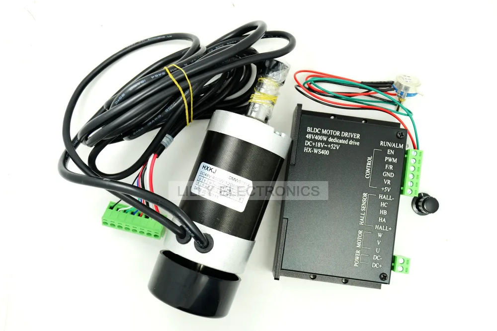 1Set 400W 48v 12000RPM Brushless Air-cooled DC Motor with Driver High speed Long