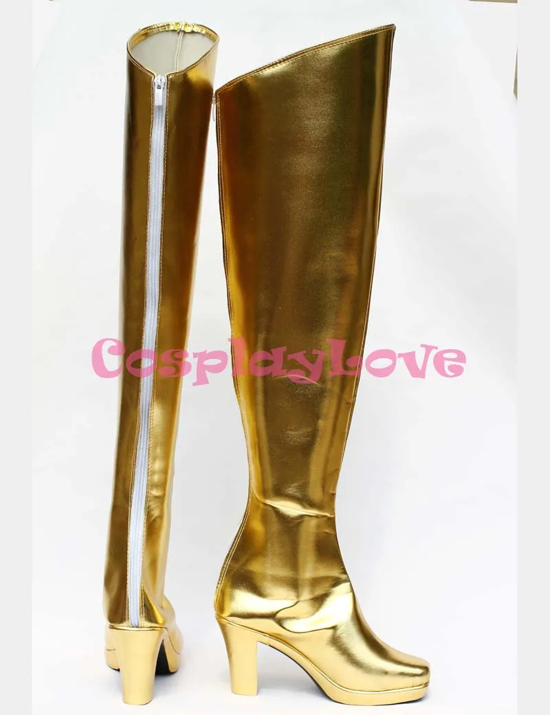 Newest Custom Made American Movie X-men Gold Phoenix Cosplay Shoes Long Boots For Christmas Halloween Festival CosplayLove