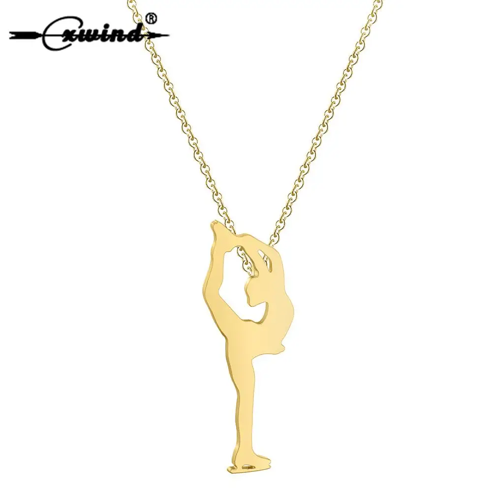 Cxwind Ice Skating Woman Pendant Necklace for Women Simple Female Figure Shape Chain Necklaces Collier 2025 Jewelry Wholesale