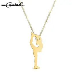 Cxwind Ice Skating Woman Pendant Necklace for Women Simple Female Figure Shape Chain Necklaces Collier 2025 Jewelry Wholesale