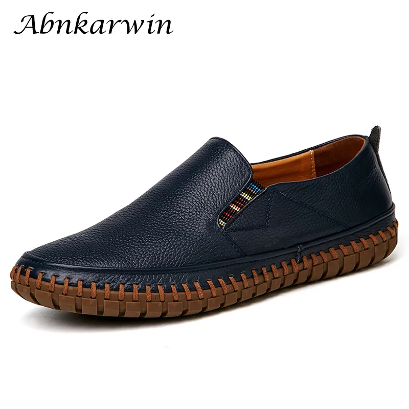 Wiosna Jesień Slip On Męskie Skórzane Buty Casual Driving Shoes Loafers Mocassin Homme Moccasins Lightweight Soft Big Size 49 50