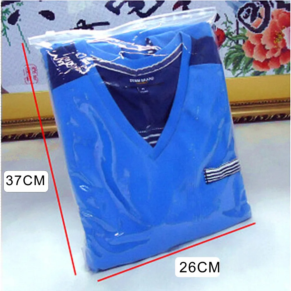 50pcs Zipper top 26*37cm moisture proof apparel shirt PVC plastic packaging bags