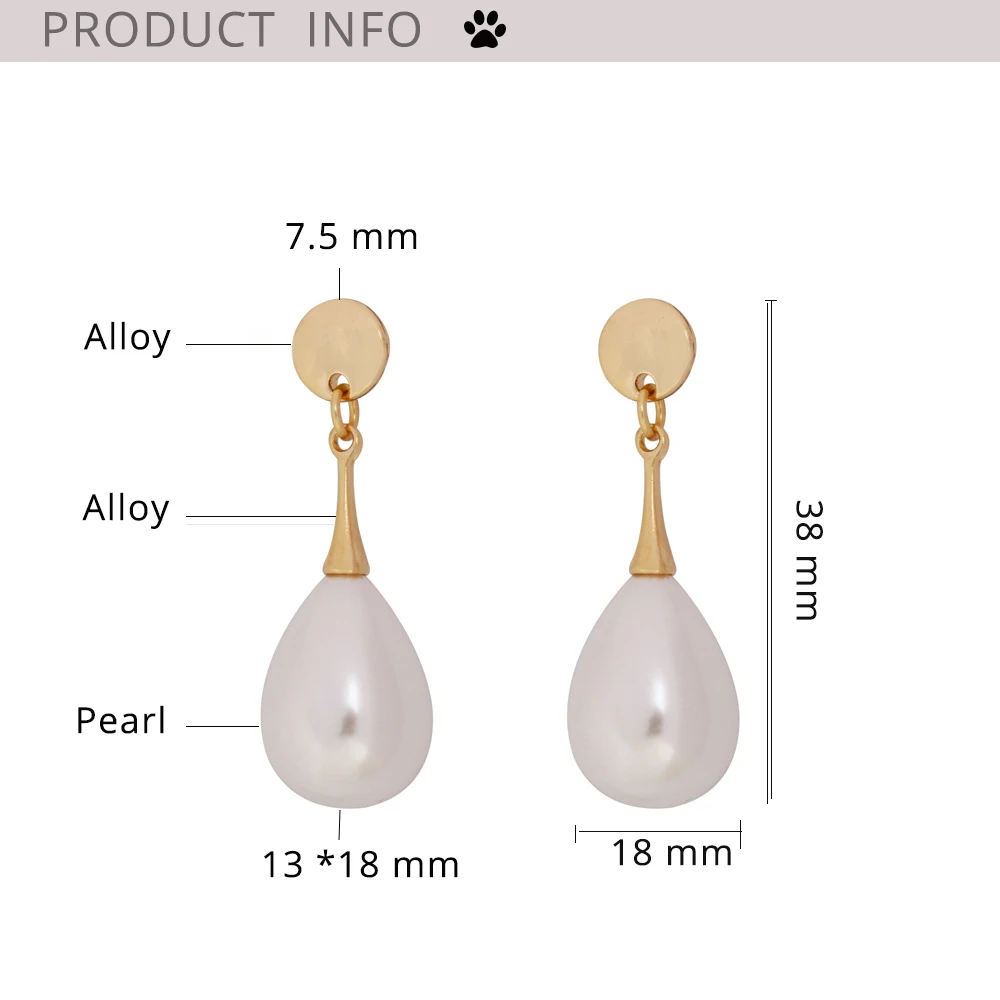 Elegant Waterdrop Simple Pearl Clip On Earrings Charm Pendant Simulated Pearl Geometric No Pierced For Women Wedding jewelry