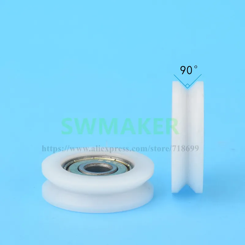 SWMAKER 6 * 27 * 8 mm V groove groove plastic coated bearing pulley