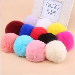 7cm Fluffy Rabbit Fur Pom Pom Ball Keychain Women Trinket Bag Phone Key Chain Ring Car Key Holder floating Charm DIY Accessories