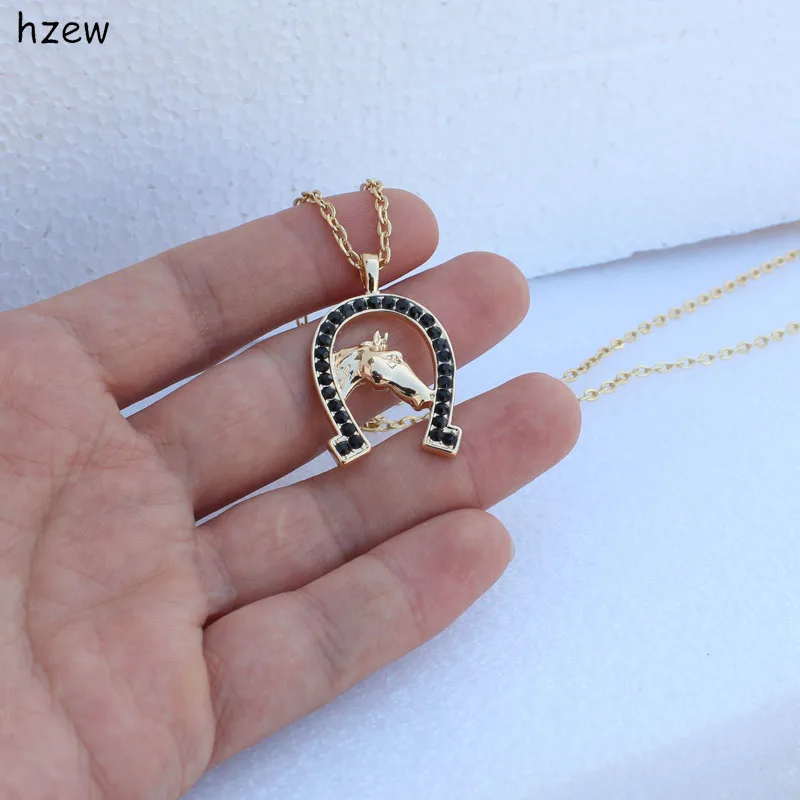 hzew fashion Horseshoe horse Crystal Horse Necklace Cute Brand pendant Necklace Gift Necklaces