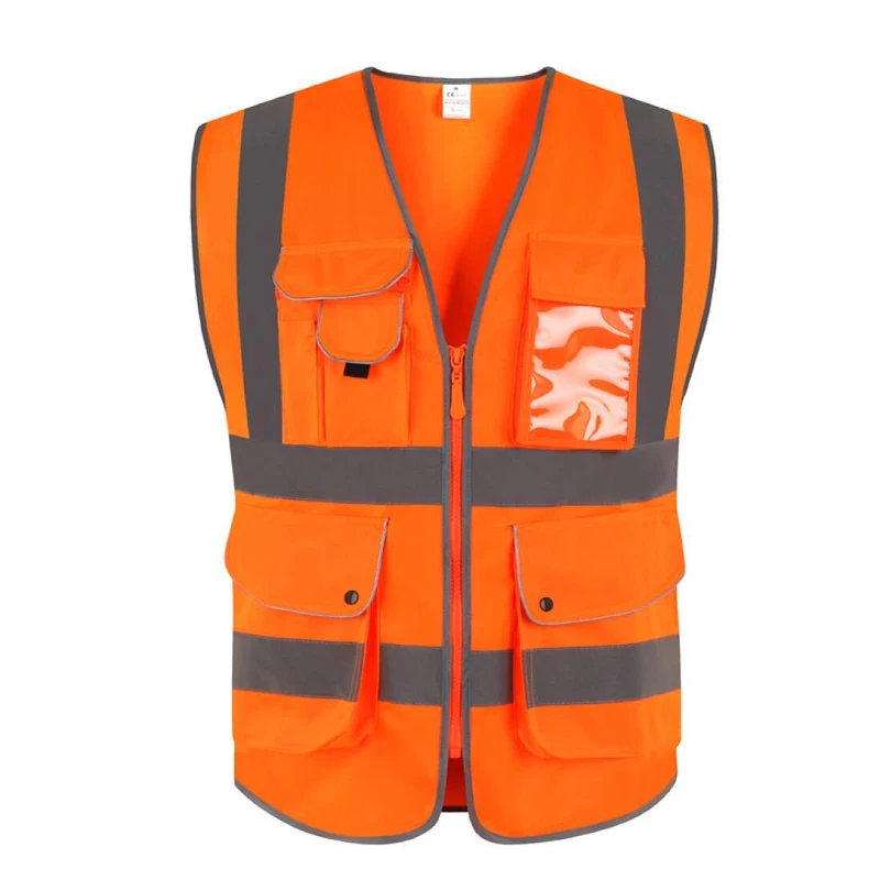 

EN 20471 ANSI/SEA High Visibility Safety Vest With Reflective Strips construction safety reflective vest neon orange vest