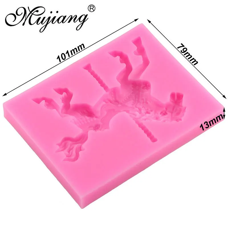 Mujiang Jewelry Carousel Horse Silicone Mould Fondant Cake Decorating Tools Cupcake Baking Tools Chocolate Candy Gumpaste Mold