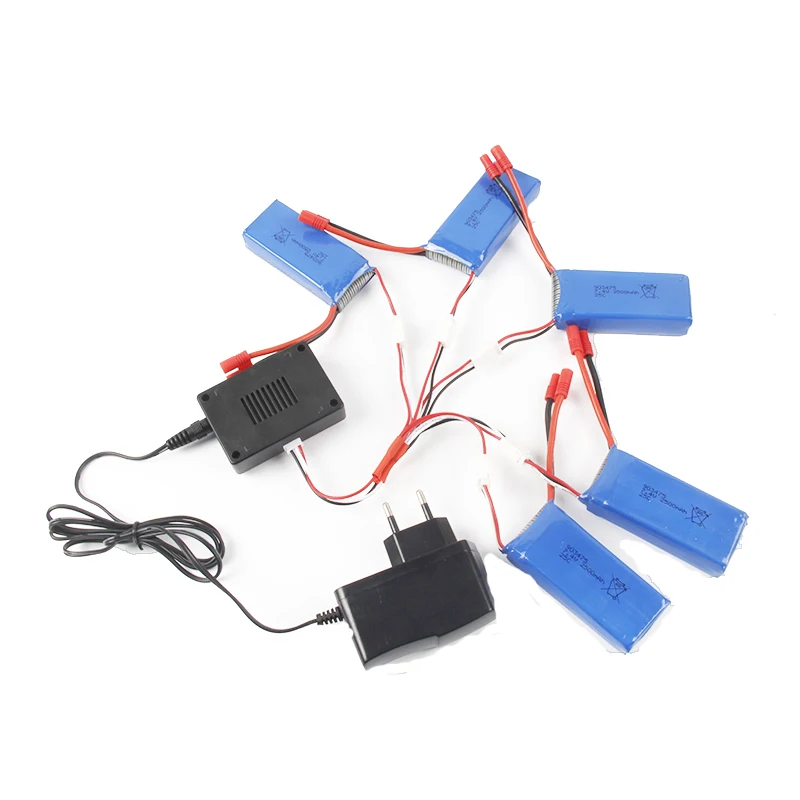 5 pces * 7.4v 2500mah 25c bateria 1 a 5 carregador cabo + carregador de equilíbrio para syma x8c/x8w/x8g/x8hc/x8hw/x8hg rc quadcopter