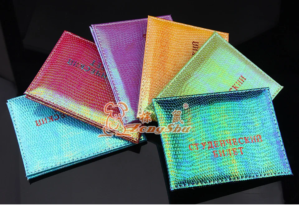 ZONGSHU 6 Color New Wholesale Shiny Lizard Grain Russian Students Id Leather Case School Student Cover Bags (Factory Customize)