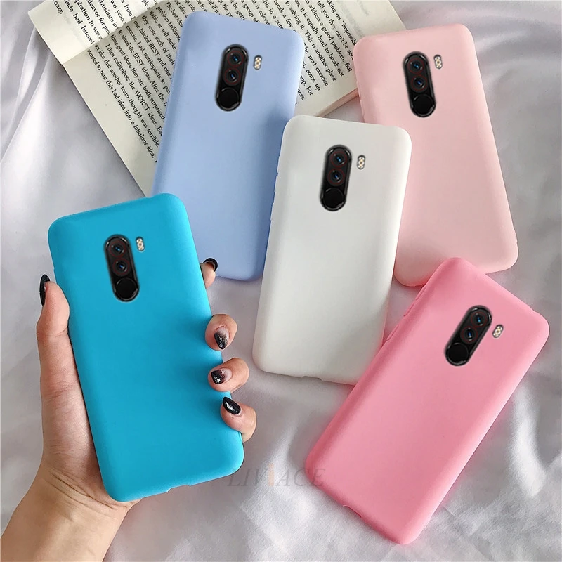 Matte Silicone Case On For Xiaomi Mi Pocophone F1 Candy Color Soft Tpu Back Cover Fundas Coque Cases For Xiaomi Poco F1 Poko