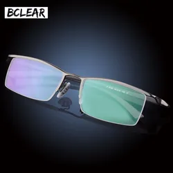 BCLEAR Classic Brand High Quality Fashion Men Half-frame Optical Frame Titanium Alloy Half Rim Eyeglasses Frames Big Small Faces
