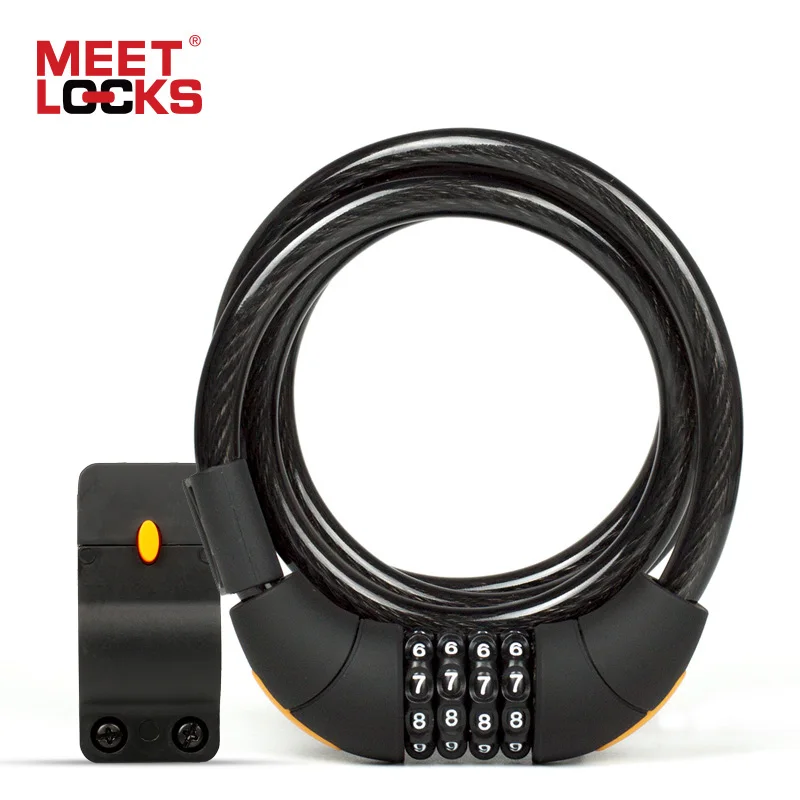 MEETLOCKS Bike Locks Bicycle Lock Anti-theft Coiled Cable Lock Changeable Code Bicycle Accessories Cycling Candado Bicicleta