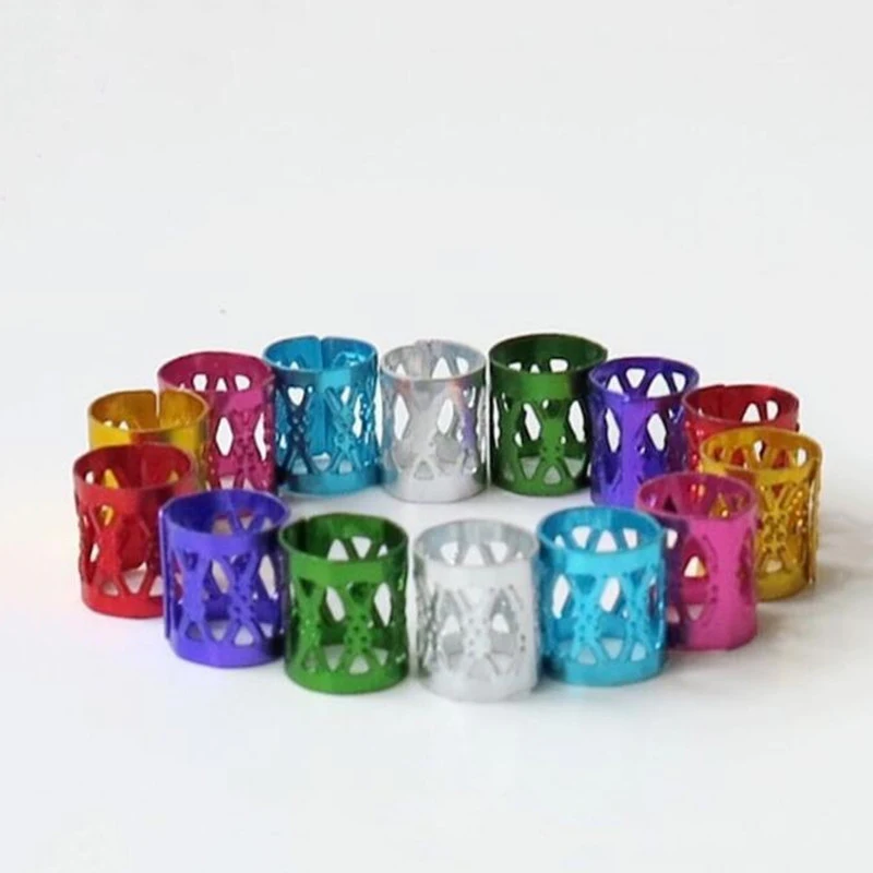 

100Pcs/lot Mixed Color Hair Braid Bead Micro Rings Link Adjustable Hair Braids Cuff Clip 8mm Hole African Dyed Hairpin Wigs