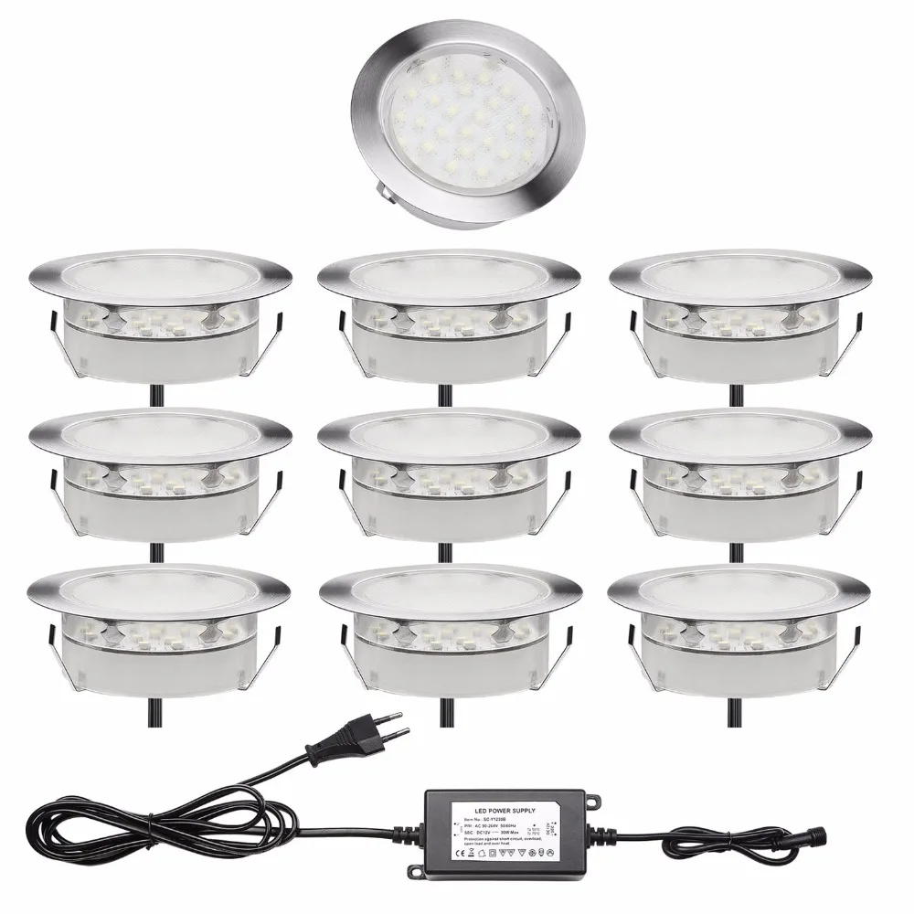 

QACA LED Deck Lamp 2.5W IP67 Waterproof Recessed Inground Lights kits Garden Stairs Path Outdoor Decoration 10pcs/set B107-10