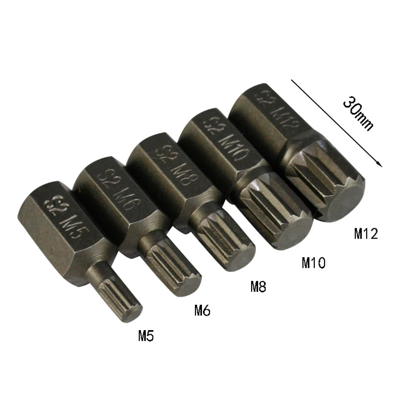 Imagem -02 - Ponteiras em para Chave de Fenda Torx Estria de 12 Pontos 10 mm Haste Hexagonal Ponteira de Impacto m5 m6 m8 M10 M12 com Adaptador de Soquete de Acionamento de 2