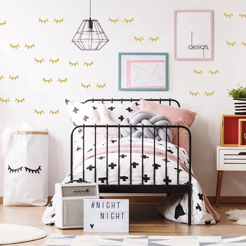 Kids Room Decoration Eyelash Wall Stickers Cute Baby Room Stickers Nordic Girl Bedroom Decor