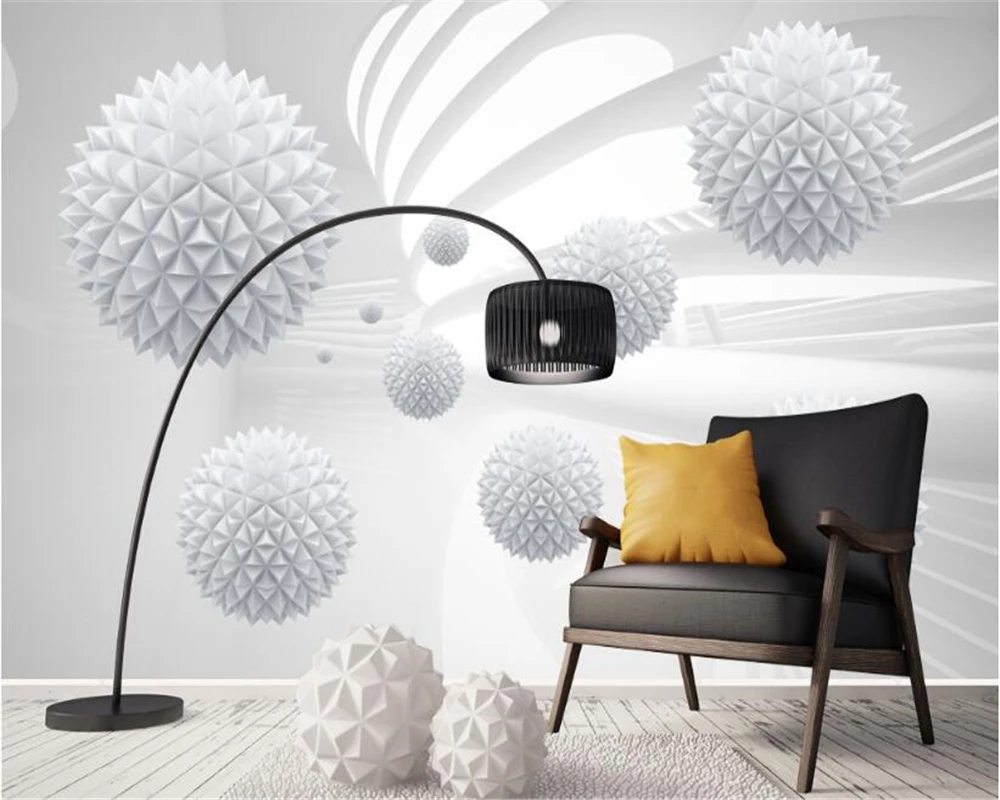 beibehang Modern minimalist individuality wallpaper stereo sphere geometric space mural background papel de parede 3d wallpaper