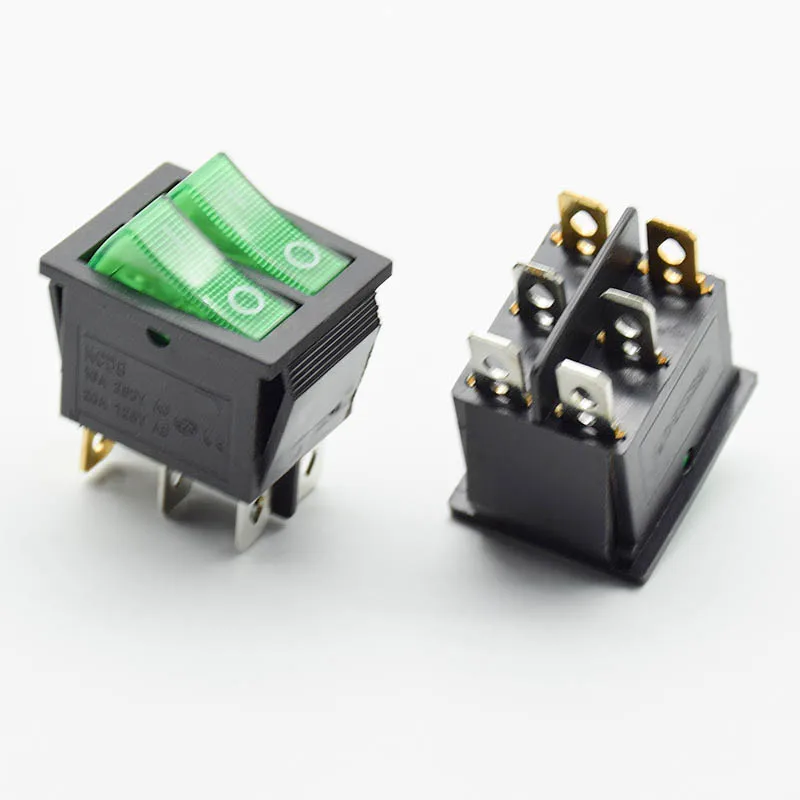 2pcs KCD8 6PIN 16A 250V 20A 125V Double Light Switch Rocker Switch Waterproof ON-OFF KCD6 Boat Power Switch