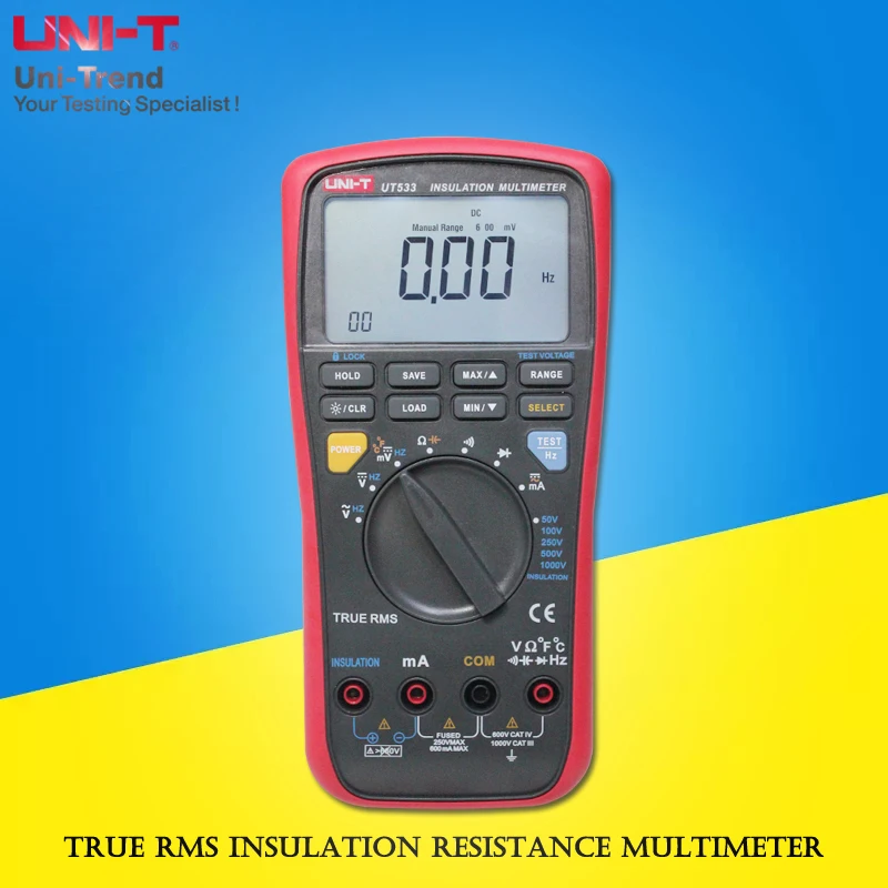 UNI-T UT533 true RMS insulation resistance multimeter; 1000V megohmmeter/resistance/capacitance/frequency/temperature test