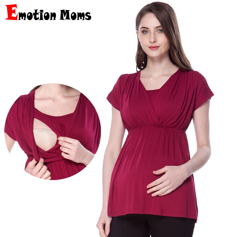 

Emotion Moms Summer Maternity Clothes Breastfeeding T-shirt for Pregnancy Lactation Tops for Pregnant Women Maternity Tees