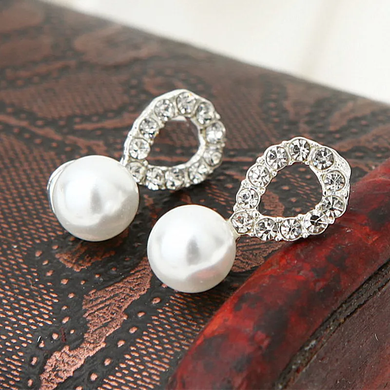 Simulated Pearls Stud Earrings for Women Crystal Waterdrop Earring Fashion Jewelry Geometric Brincos Bijoux Promotion