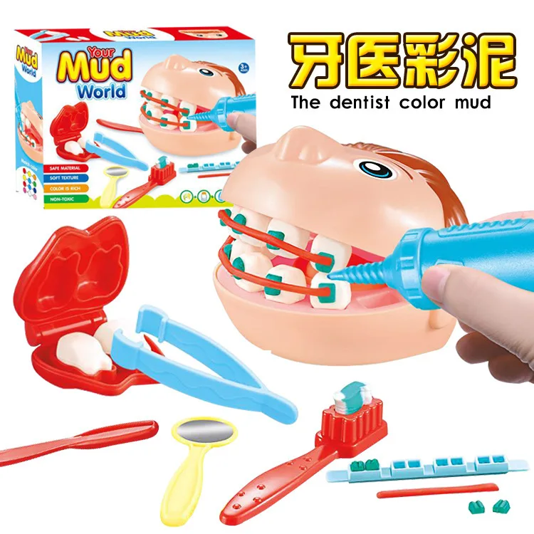 

Dentist Set Hand Tooth-set Molds Rubber MudChildren's Play Doctor's toy Slime Toy Playdough Kids Clay Slime Accessories